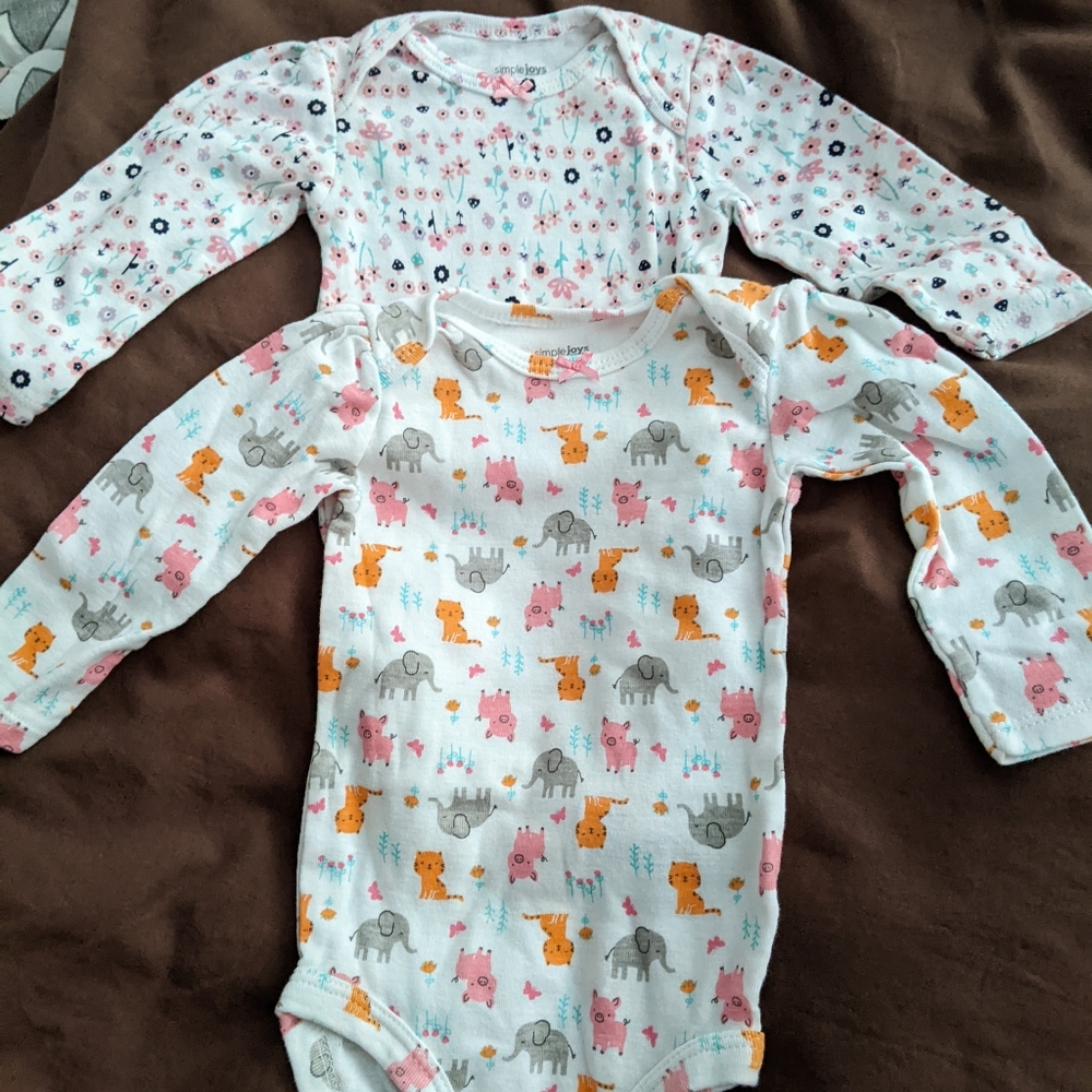 Simple joy long sleeve onesies 3-6
